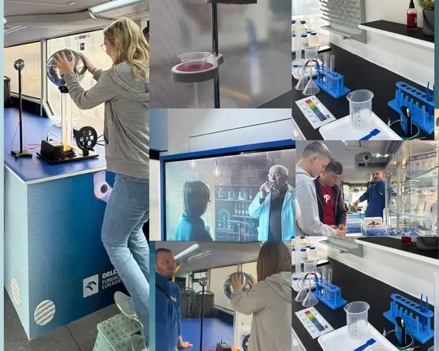 Naukobus w Sanoku – uczniowie klasy 7a eksperymentowali w mobilnym laboratorium