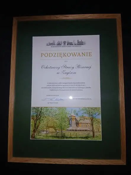 Podziękowania dla strażaków z OSP Zagórz za udział w gaszeniu pożaru