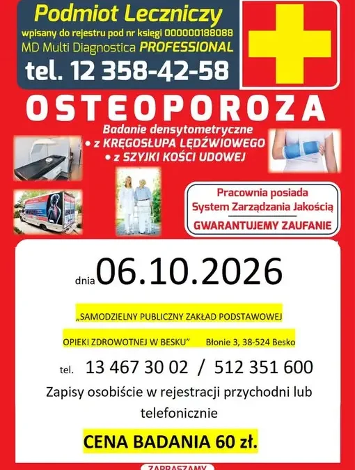 Osteobus w Besku – bezpłatna? Nie, ale tania diagnostyka kości