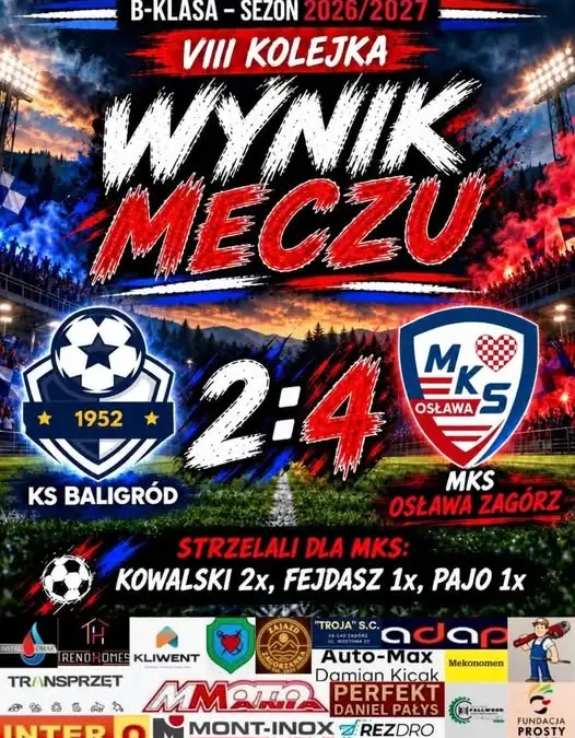 MKS Osława Zagórz wygrywa w Baligrodzie 4:2. Kolejny mecz już 11 października