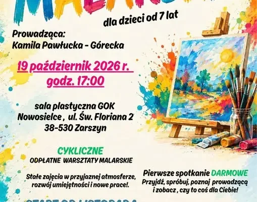 Warsztaty malarskie dla dzieci w GOK Zarszyn – pierwsze spotkanie już 19 października