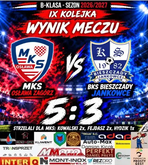 MKS Osława Zagórz wygrała 5:3 po niesamowitym pościgu od 0:3
