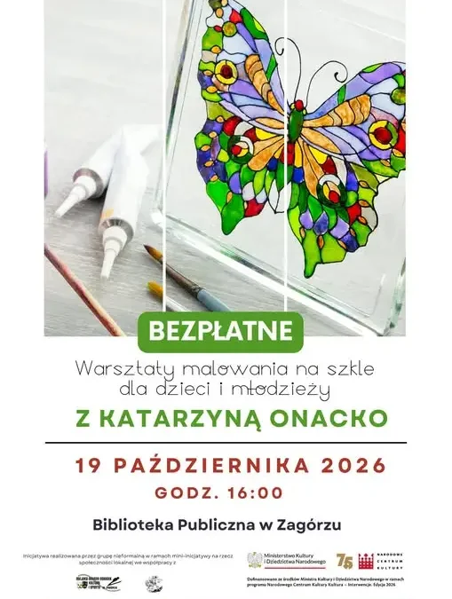 Warsztaty malowania na szkle w Bibliotece Publicznej w Zagórzu