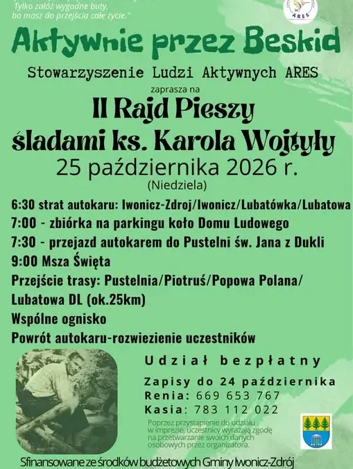 II Raid Pieszy śladami ks. Karola Wojtyły – zaproszenie na 25 października